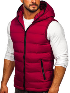 Men's Warm Quilted Gilet with Hood Claret Bolf 7M805