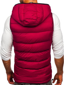 Men's Warm Quilted Gilet with Hood Claret Bolf 7M805