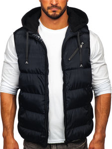 Men's Warm Quilted Gilet with Hood Navy Blue Bolf 7126