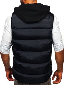 Men's Warm Quilted Gilet with Hood Navy Blue Bolf 7126