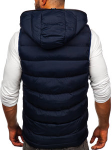 Men's Warm Quilted Gilet with Hood Navy Blue Bolf 7M805