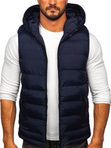 Men's Warm Quilted Gilet with Hood Navy Blue Bolf 7M805