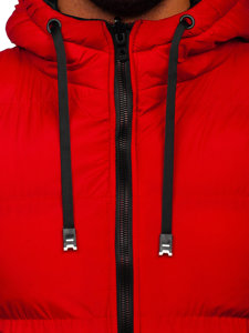 Men's Warm Reversible Quilted Gilet with Hood Red-Black Bolf 7127