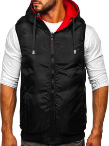 Men's Warm Reversible Quilted Gilet with Hood Red-Black Bolf 7127