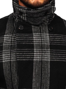 Men's Warm Winter Checkered Coat Black Bolf 1193