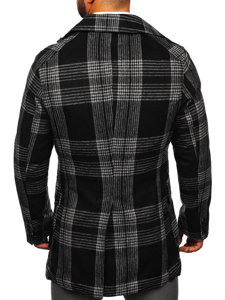 Men's Warm Winter Checkered Coat Black Bolf 1193