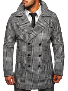 Men's Warm Winter Checkered Coat Grey Bolf 1192