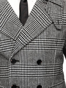 Men's Warm Winter Checkered Coat Grey Bolf 1192