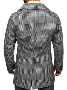 Men's Warm Winter Checkered Coat Grey Bolf 1192