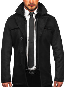 Men’s Winter Coat with Detachable Stand Up Collar Black Bolf M3137