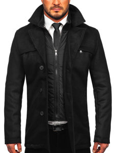 Men’s Winter Coat with Detachable Stand Up Collar Black Bolf M3137