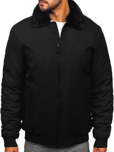 Men's Winter Jacket with fur Black Bolf 22M335