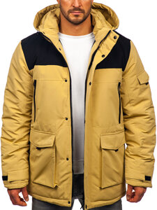 Men's Winter Jacket with hood Beige Bolf 22M322