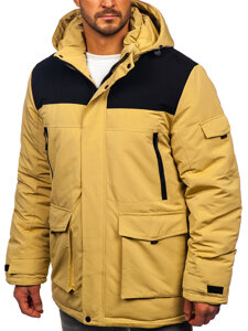 Men's Winter Jacket with hood Beige Bolf 22M322