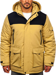 Men's Winter Jacket with hood Beige Bolf 22M322