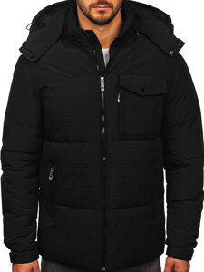 Men's Winter Jacket with hood Black Bolf 19M1292