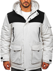 Men's Winter Jacket with hood Light Beige Bolf 22M322