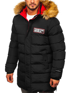 Men's Winter Longline Quilted Jacket Black Bolf 6477