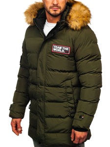 Men's Winter Longline Quilted Jacket Khaki Bolf 6476