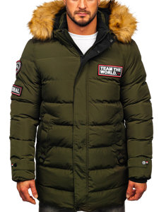 Men's Winter Longline Quilted Jacket Khaki Bolf 6476