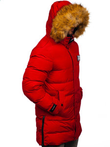 Men's Winter Longline Quilted Jacket Red Bolf 6477