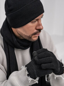 Men's Winter Pack - Beanie, Scarf, Gloves Black Bolf 2025007