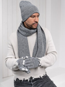 Men's Winter Pack - Beanie, Scarf, Gloves Grey Bolf 2025007