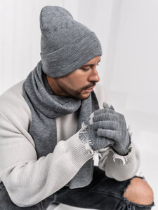 Men's Winter Pack - Beanie, Scarf, Gloves Grey Bolf 2025007