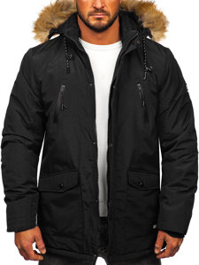 Men's Winter Parka Alaska Jacket Black Bolf WX032