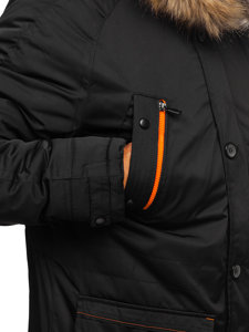 Men's Winter Parka Jacket Black Bolf 1067