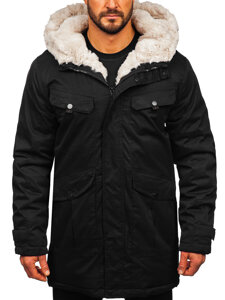 Men's Winter Parka Jacket Black Bolf 22M318