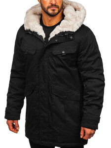 Men's Winter Parka Jacket Black Bolf 22M318