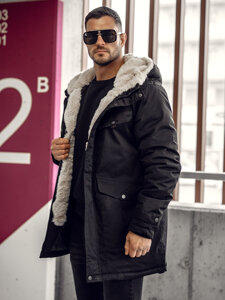 Men's Winter Parka Jacket Black Bolf 22M318A