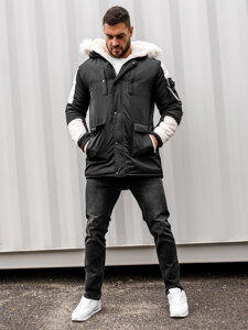 Men's Winter Parka Jacket Black Bolf JP5832