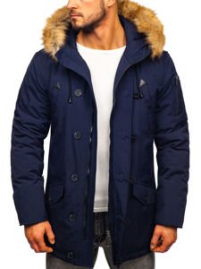 Men's Winter Parka Jacket Navy Blue Bolf 1971