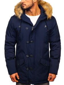 Men's Winter Parka Jacket Navy Blue Bolf 1971