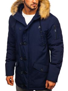 Men's Winter Parka Jacket Navy Blue Bolf 1971