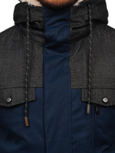 Men's Winter Parka Jacket Navy Blue Bolf 22M116