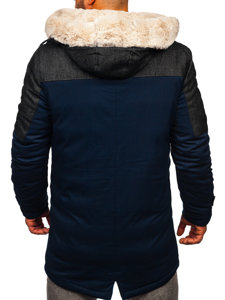 Men's Winter Parka Jacket Navy Blue Bolf 22M116