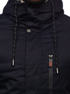 Men's Winter Parka Jacket Navy Blue Bolf 22M39