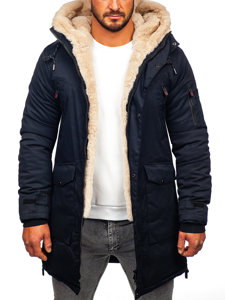 Men's Winter Parka Jacket Navy Blue Bolf 22M50