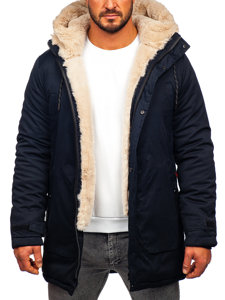 Men's Winter Parka Jacket Navy Blue Bolf 22M52