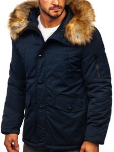 Men's Winter Parka Jacket Navy Blue Bolf JK355