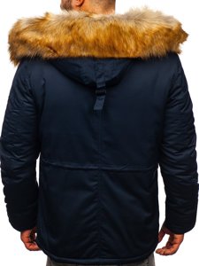 Men's Winter Parka Jacket Navy Blue Bolf JK355