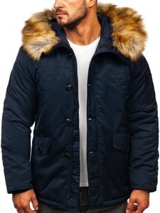 Men's Winter Parka Jacket Navy Blue Bolf JK355