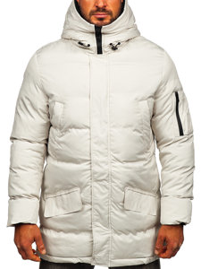 Men's Winter Quilted Parka Jacket Light Beige Bolf 5M790