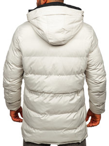 Men's Winter Quilted Parka Jacket Light Beige Bolf 5M790