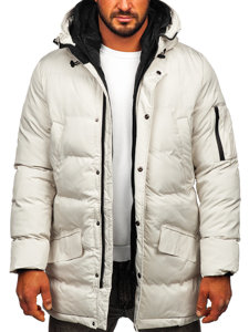 Men's Winter Quilted Parka Jacket Light Beige Bolf 5M790