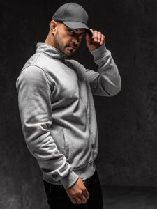 Men's Zip Stand Up Sweatshirt Grey Bolf B002A1