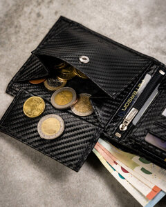 Set: Men's Wallet and Leather Fob Black 19964